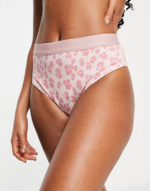 Threadbare leopard print lingerie set in pink
