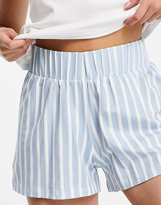 Threadbare high waisted briefs in blue and white stripe