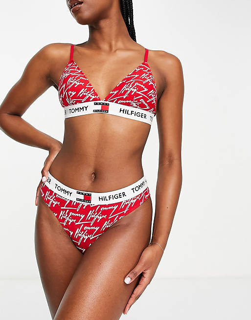 Tommy Hilfiger 85 thong in red logo print