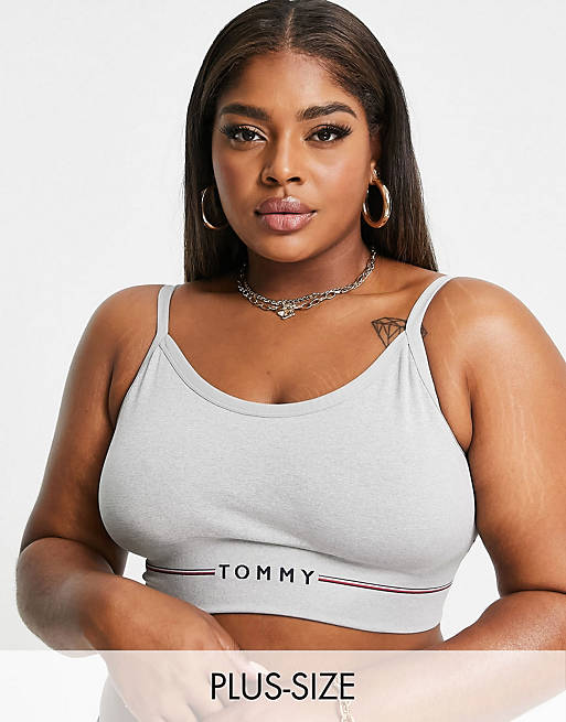 Tommy Hilfiger Plus Size seamless bralette and thong set in grey