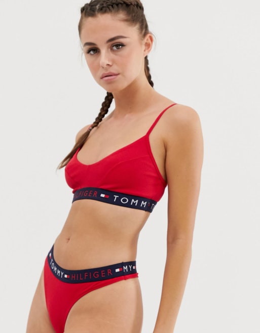 Tommy Hilfiger – 85 Star – Lingerie-Set mit Spitze aus Nylonmix in Rot