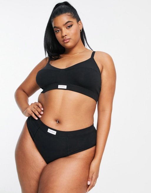 Tommy Jeans Plus cotton blend lingerie set in black ASOS