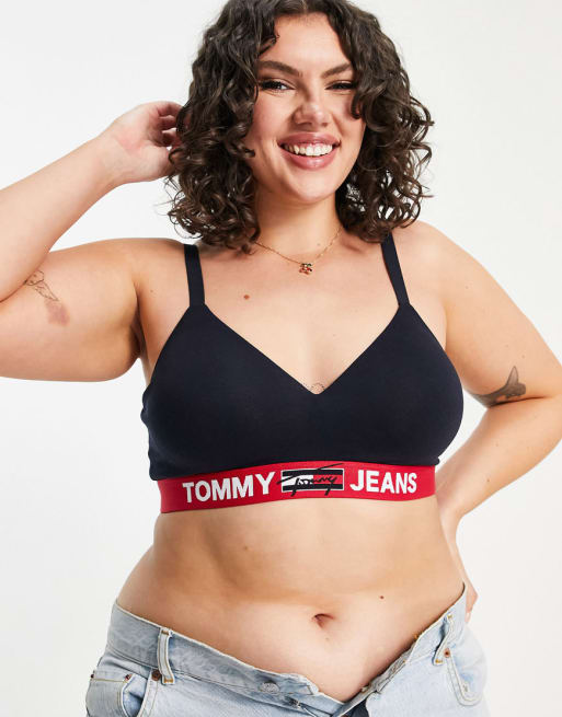 Tommy Hilfiger Tommy Jeans Plus Size padded bralette in navy - ShopStyle  Bras