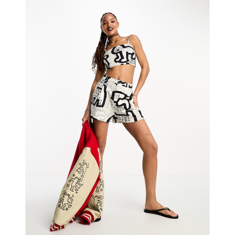 ord exhibit poster cami top and shorts in multi - BagcanvasShops | Tommy  Jeans Smiley Badge Peace And Soul - Tommy Jeans x Keith Haring co