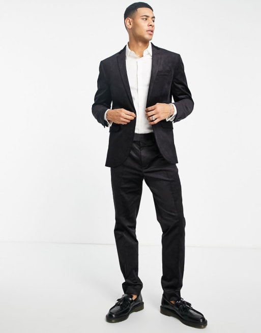 Topman - Abito slim a coste, colore nero