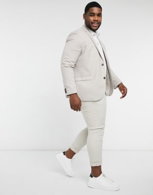 Topman – Big – Stenfärgad kostym i skinny fit