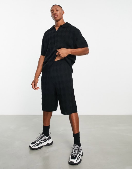 Topman co-ord jacquard knitted set in black | ASOS