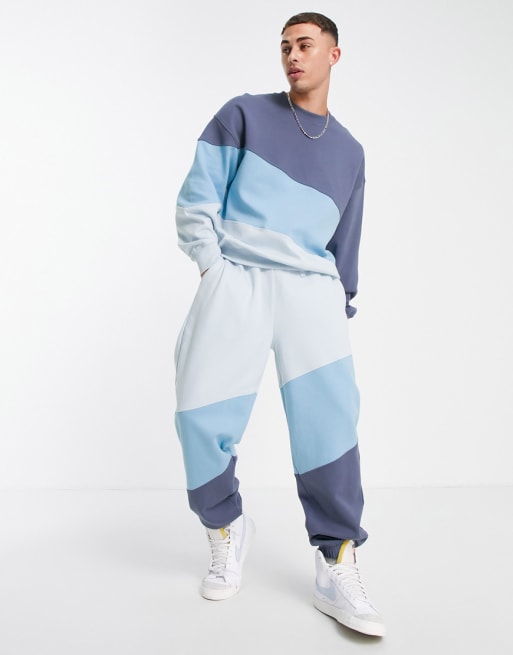 Topman colour block co-ord set in blue | ASOS