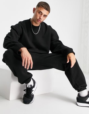 Topman - Completo felpato oversize, colore nero in coordinato