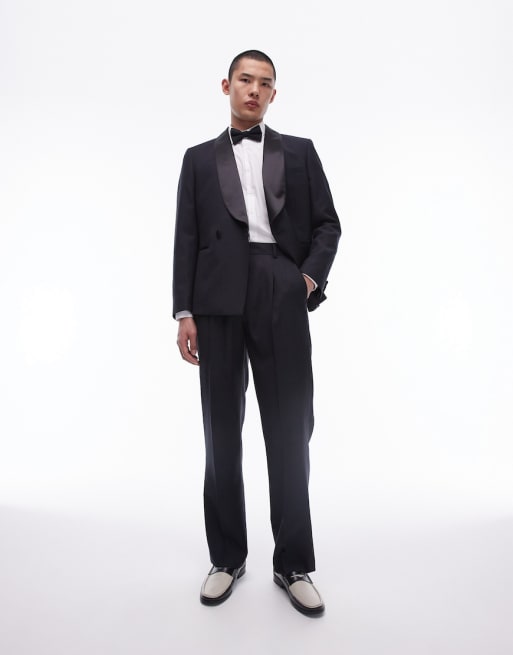 Topman – Czarny smoking premium z dużą zawartością wełny
