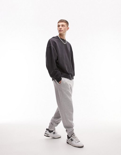 Topman heavyweight washed black sweat and trackies set
