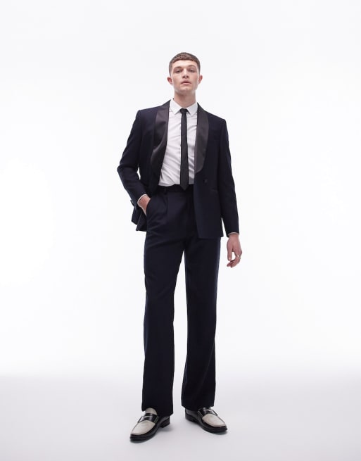 Topman – Hochwertiger Smoking in Marineblau mit hohem Wollanteil