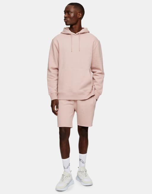 Topman hoodie and shorts set in mauve ASOS