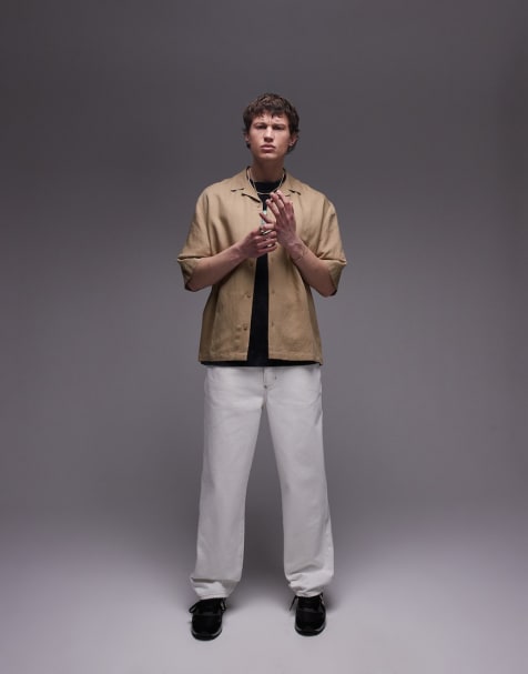 Topman linen rich co-ord set in stone - view 1