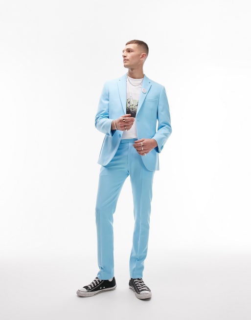 Topman – Niebieska marynarka garniturowa o obcisłym kroju