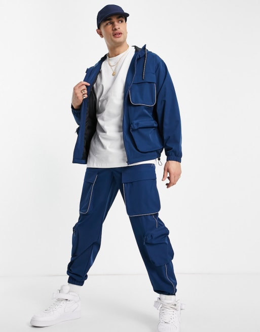 Gcds Tartan Monogram Nylon Cargo Pants in Blue for Men