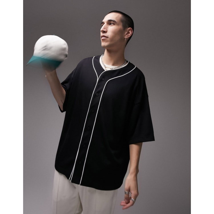 TOPMAN Topman oversized baseball jersey with logo, Lilac Men's