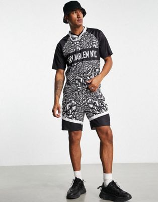 Topman Oversized Football Jersey T-Shirt with Mono Graphic - Part of A Set-Black