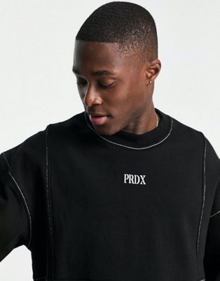Topman oversized PRDX logo sweat set in black