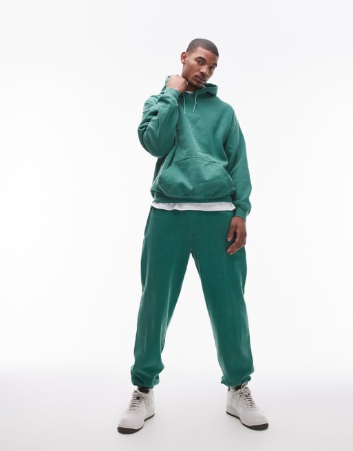 Topman - Oversized set in sportief groen met vintage wassing