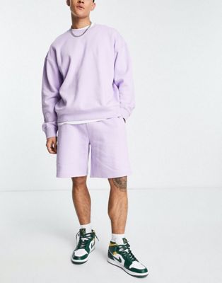 Topman oversized sweat and short co-ord in lilac