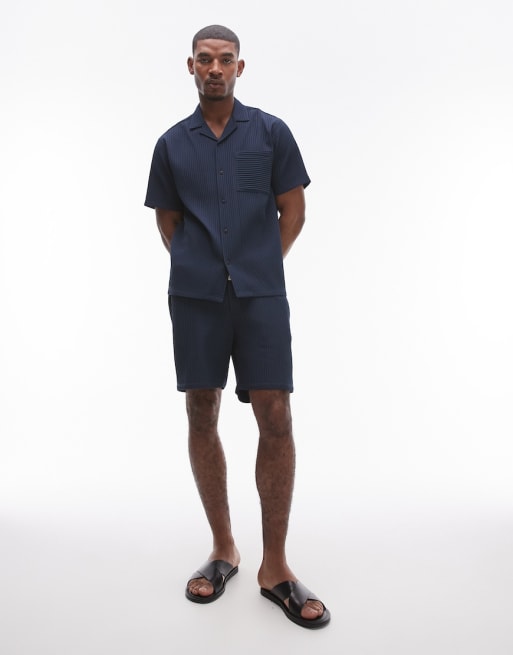 Topman plisse set in navy