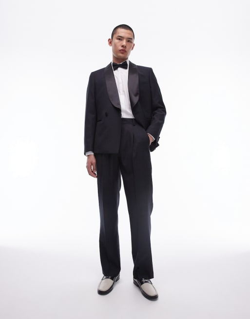 Topman premium wool rich tux in black