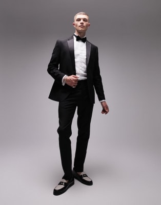 Topman Premium wool tux in black