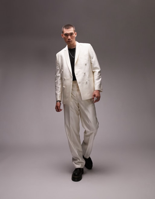  Topman relaxed double breasted suit in white