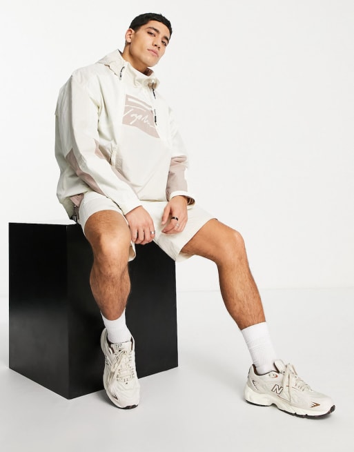 Topman signature co-ord colour block overhead jacket and short in stone ...