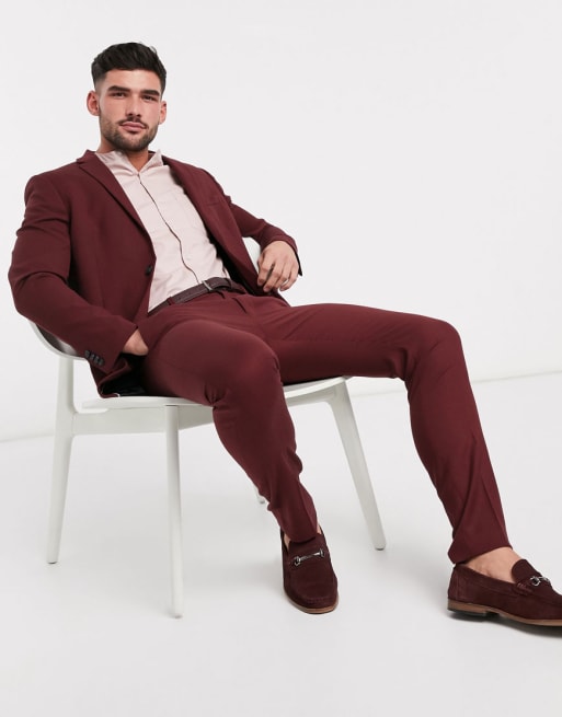 Skinny fit clearance burgundy suit