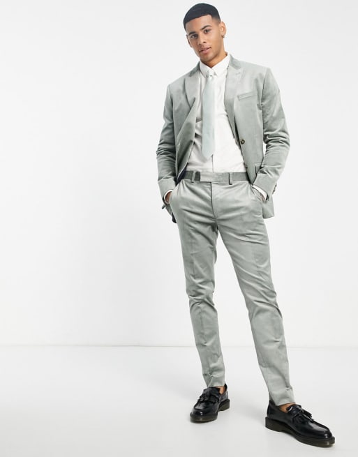 Topman skinny cord suit in light green ASOS