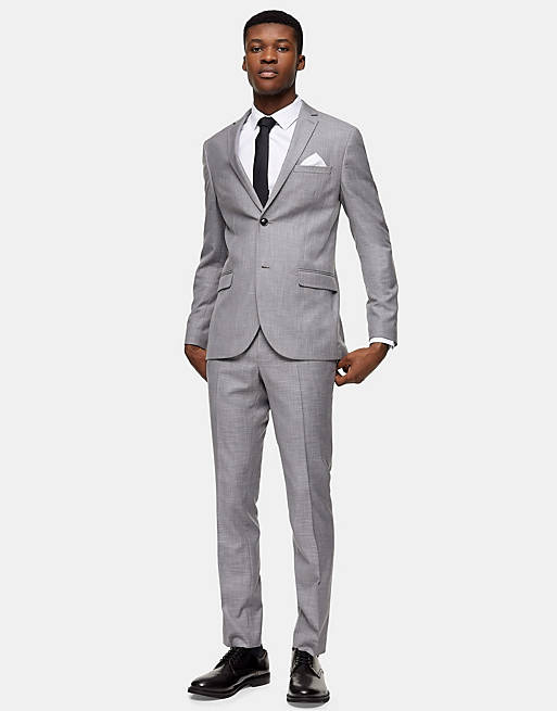 Topman skinny fit single breasted suit with notch lapels in grey