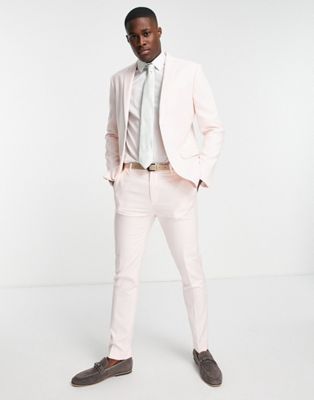 Topman skinny suit trousers in pink