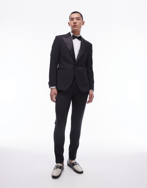 Topman skinny premium wool rich tux in black - view 1
