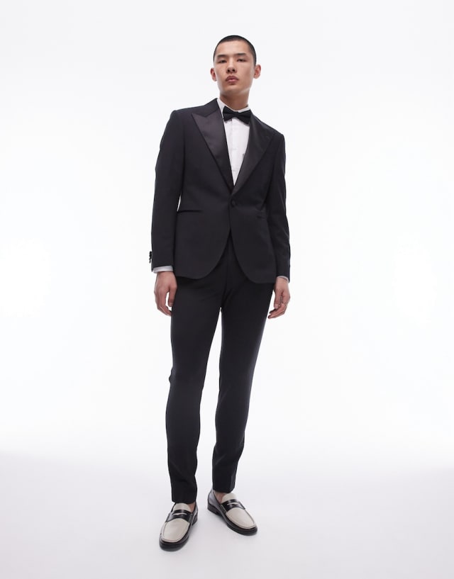 Topman - skinny premium wool rich tux in black