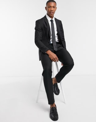 Topman skinny suit in black