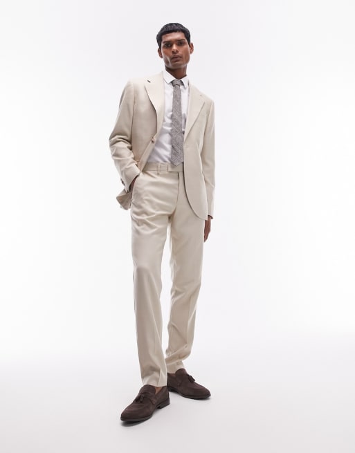 Topman skinny suit jacket and pants in stone