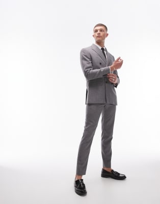 Topman skinny textured suit in grey | ASOS