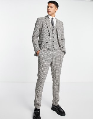 Topman waistcoat in grey and navy check