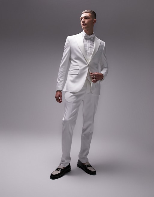 Topman skinny three piece tux suit in white | ASOS