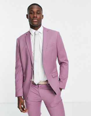 Topman skinny two piece suit in purple