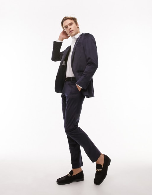  Topman skinny velvet in navy