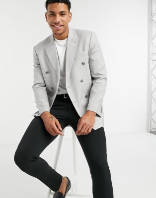 Topman - Slim-jakkesæt med ben med vidde i grå