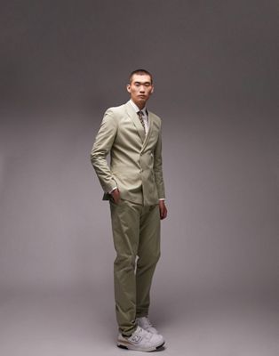 Topman slim suit trousers in light khaki