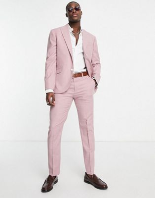 Topman slim suit trousers in pink