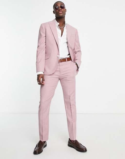 Topman slim suit jacket and trousers in pink with skinny shorts ASOS