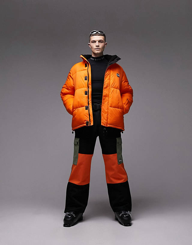 Topman - sno ski suit co-ord in orange  - orange