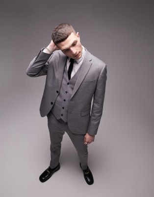  Topman stretch skinny suit in grey