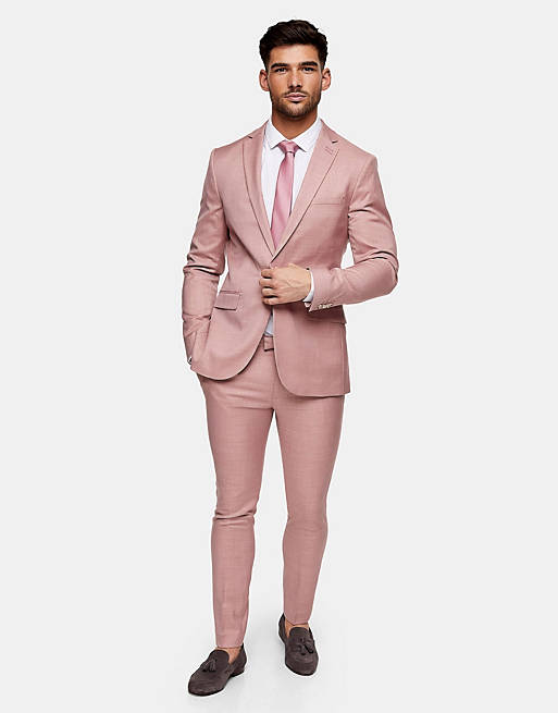 Topman super skinny fit suit in pink